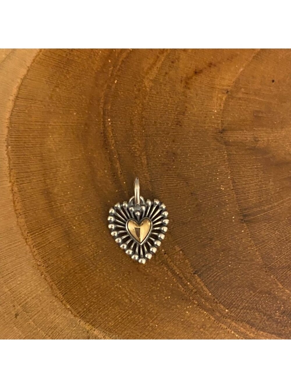RETIRED James Avery Shining Heart Charm, Two-Tone